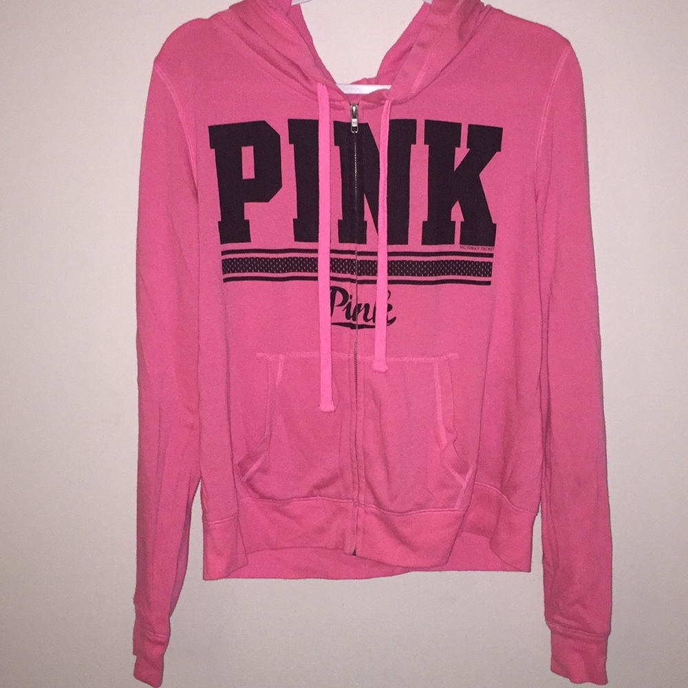 Pink zip up sweat shirt